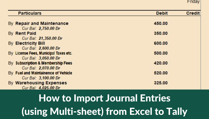 How to Import Journal Entries (using Multi-sheet) from Excel to Tally