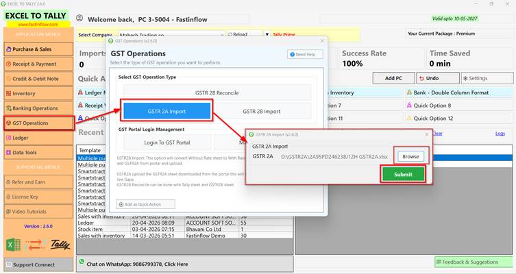 Fastinflow processing and arranging the GSTR-2A data