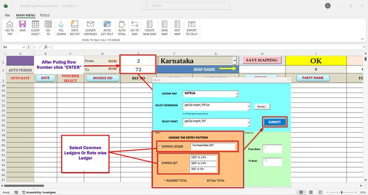 Choosing a common or rate-wise ledger before submitting the import