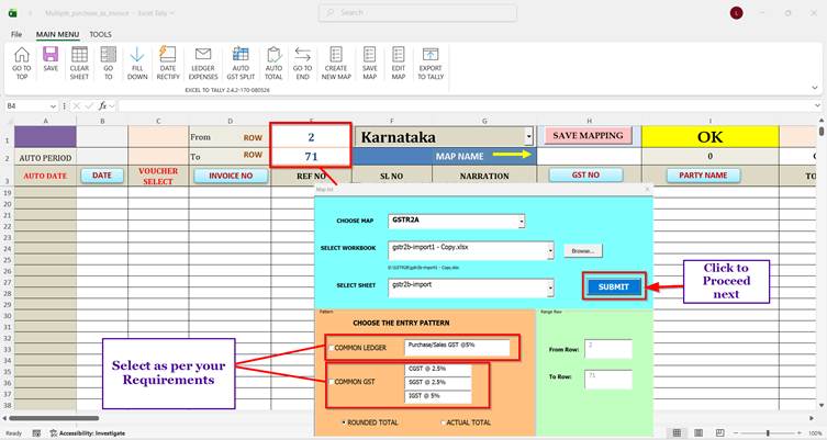 Selecting a common ledger before submitting the GSTR-2B import