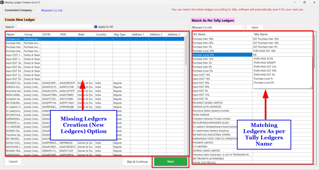 Fastinflow creating a ledger that is missing in Tally